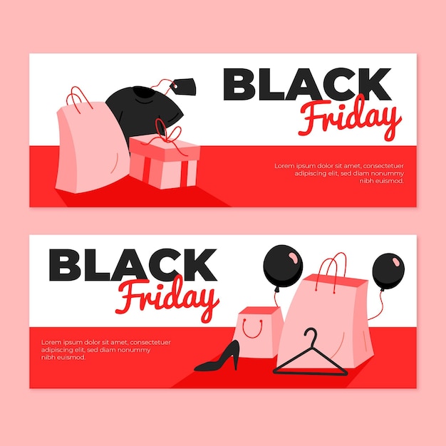 Free Vector hand drawn black friday banners pack