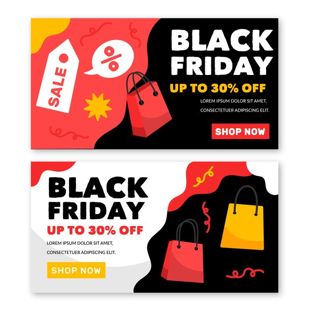 Hand drawn black friday banners template