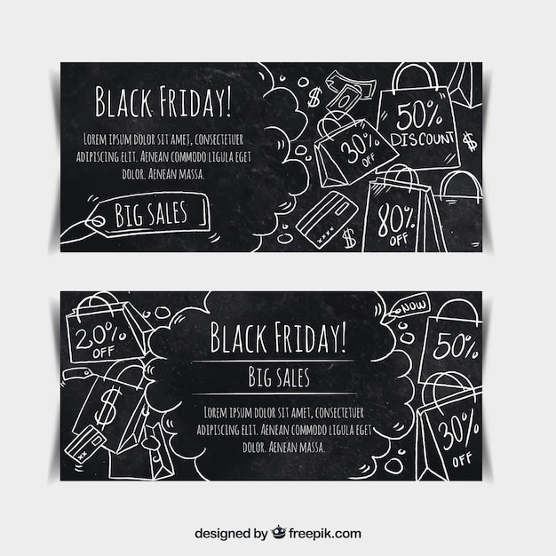 Free Vector hand drawn black friday banners