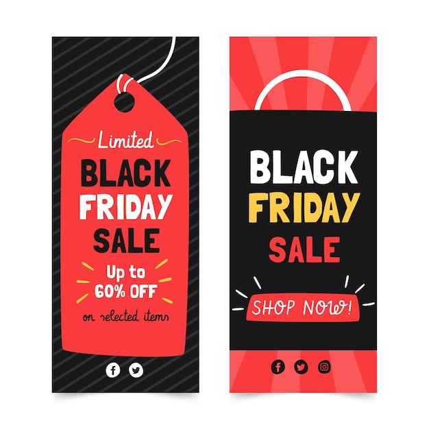 Hand drawn black friday banners