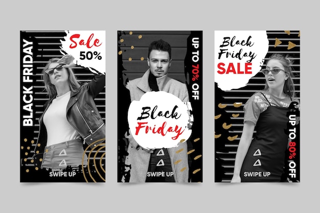 Free Vector hand drawn black friday instagram stories pack