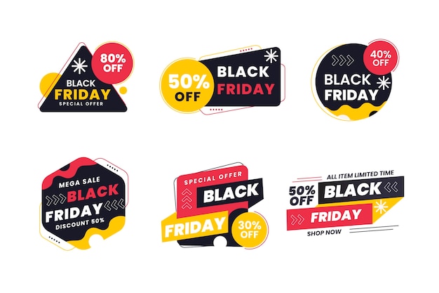 Hand drawn black friday labels collection