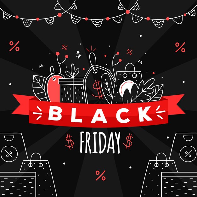 Hand drawn black friday sale banner