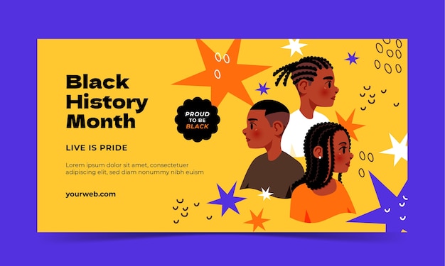 Free Vector hand drawn black history month social media promo template