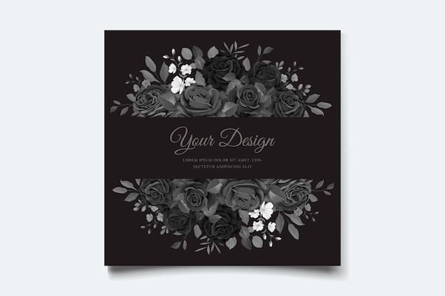 Free Vector hand drawn black roses invitation card