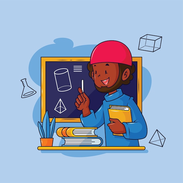 Hand drawn black teacher clipart illustration