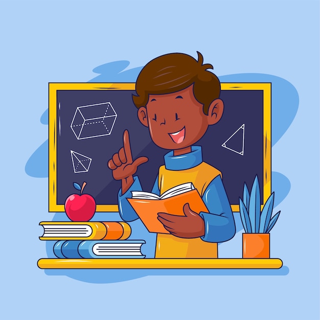 Hand drawn black teacher clipart illustration