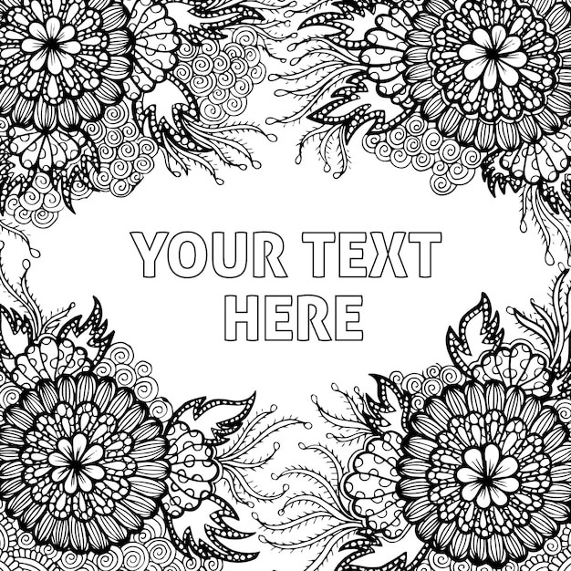 Free Vector hand drawn black & white adult coloring background