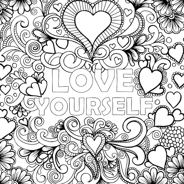 Free Vector hand drawn black & white adult coloring background