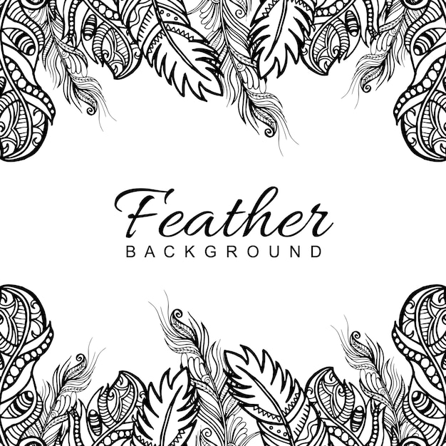 Free Vector hand drawn black &amp; white feather background