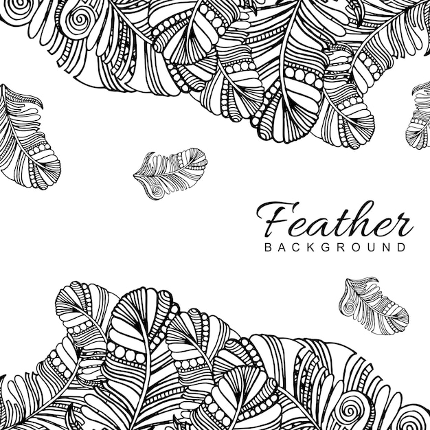 Free Vector hand drawn black &amp; white feather background