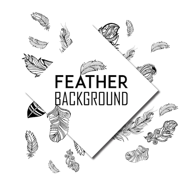 Free vector hand drawn black & white feather background