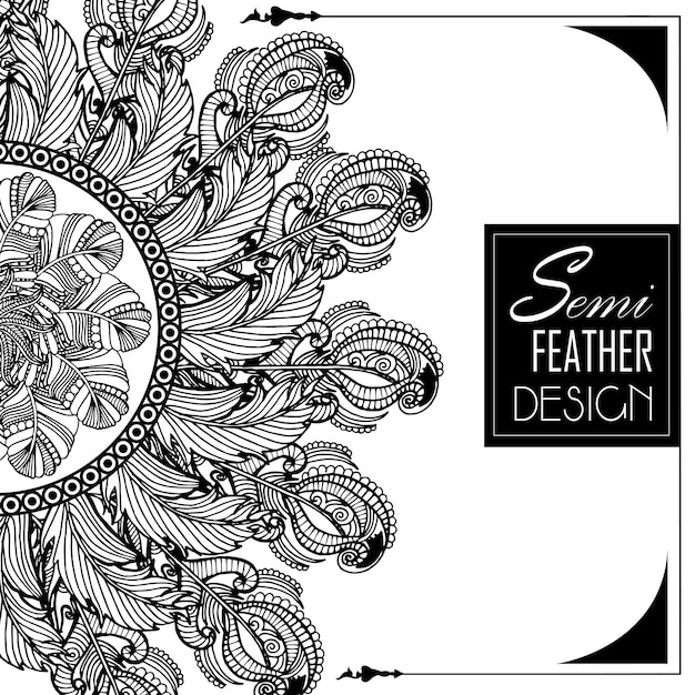 Hand Drawn Black &amp; White Feather Background