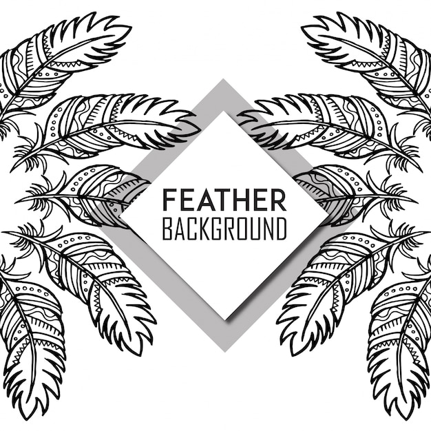 Free Vector hand drawn black &amp; white feather background