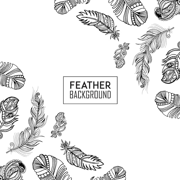 Free vector hand drawn black & white feather background