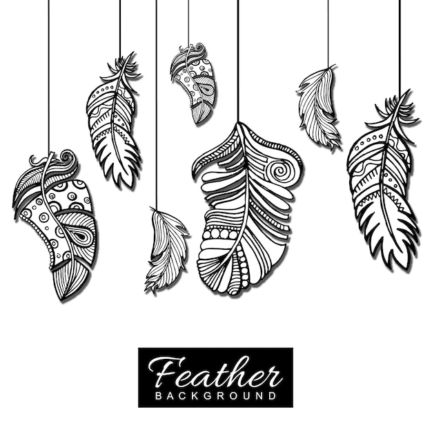 Free Vector hand drawn black &amp; white feather background