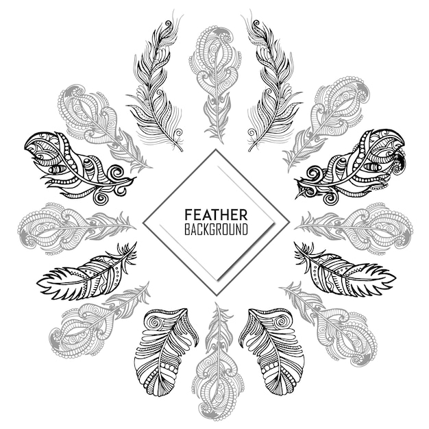 Free Vector hand drawn black &amp; white feather background