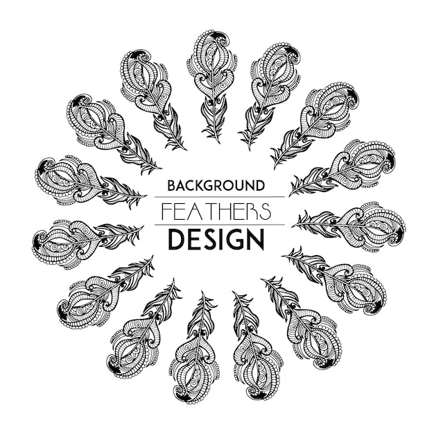 Free Vector hand drawn black and white feather ring