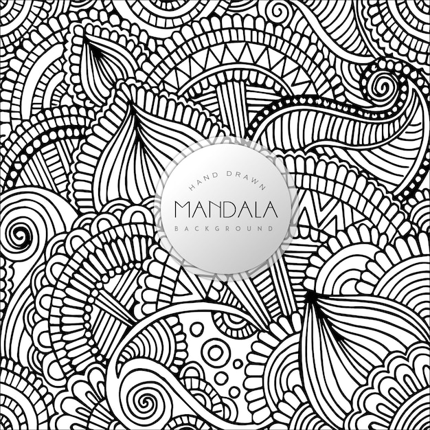 Free Vector hand drawn black and white floral mandala pattern background