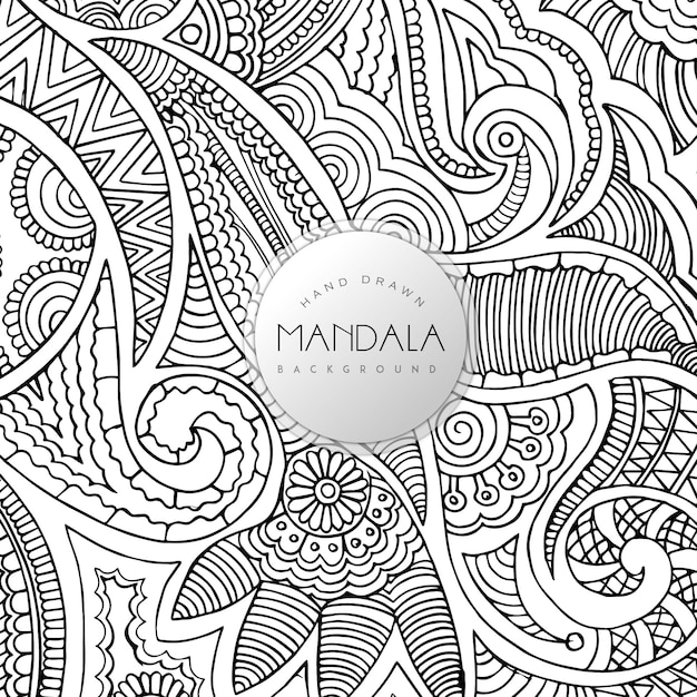 Free Vector hand drawn black and white floral mandala pattern background