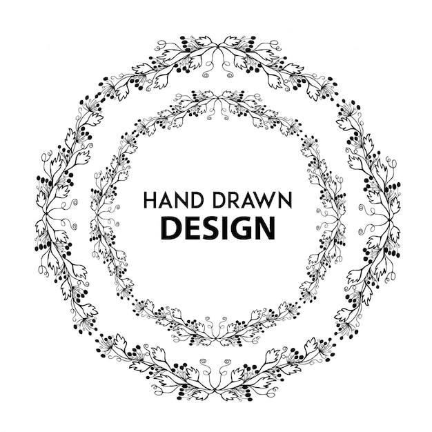 Hand Drawn Black and White Floral Ring