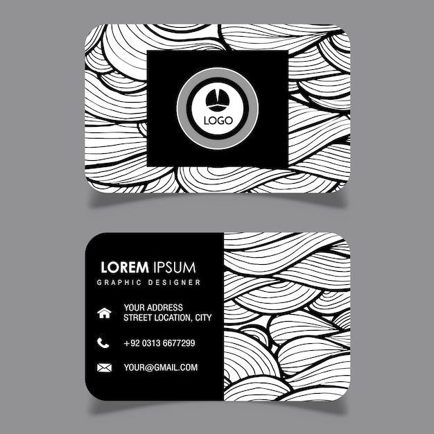 Free Vector hand drawn black and white pattern visiting card