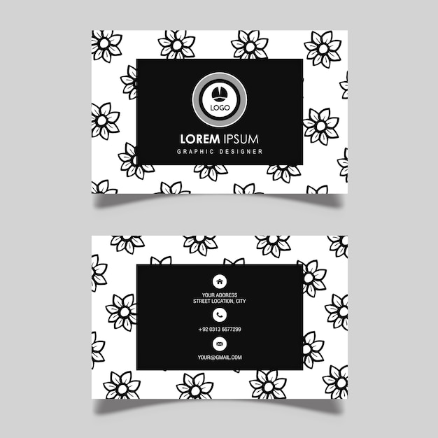 Free Vector hand drawn black and white pattern visiting card