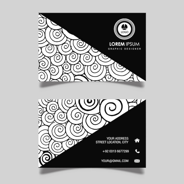 Free Vector hand drawn black and white pattern visiting card