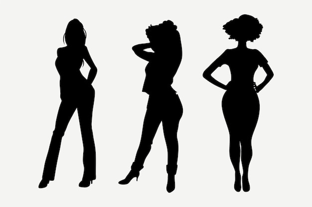 Hand drawn black woman silhouette