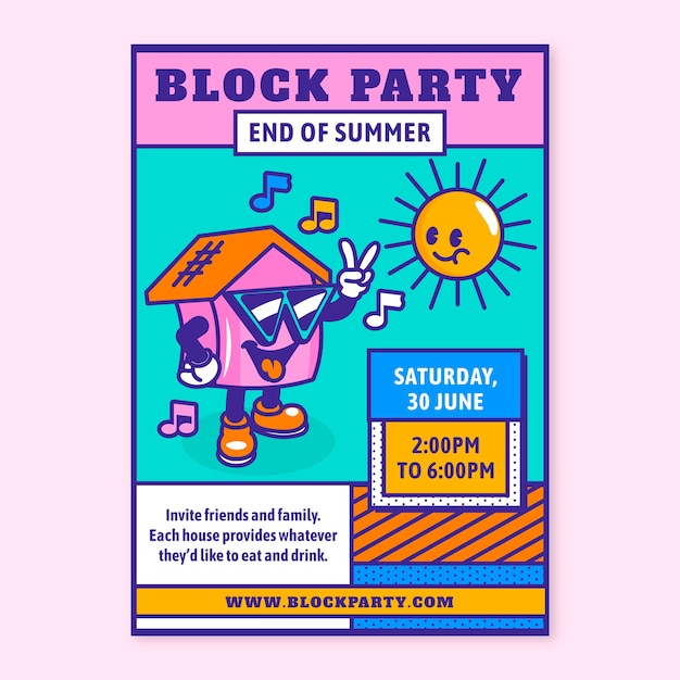 Hand drawn block party flyer template