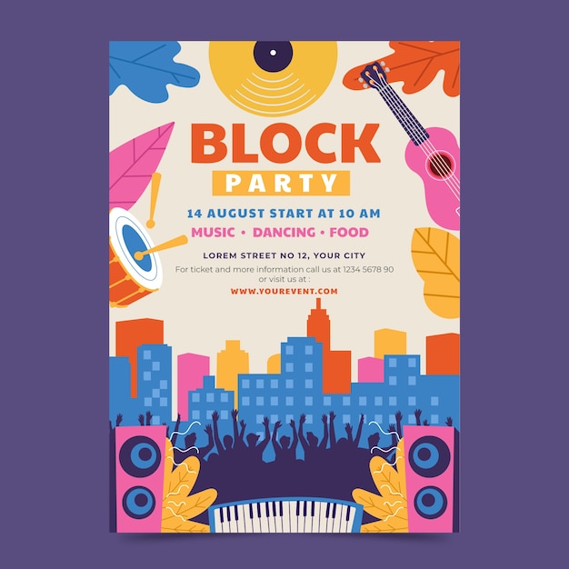 Hand drawn block party flyer template