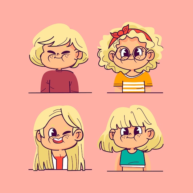 Free Vector hand drawn blonde hair cartoon illustration