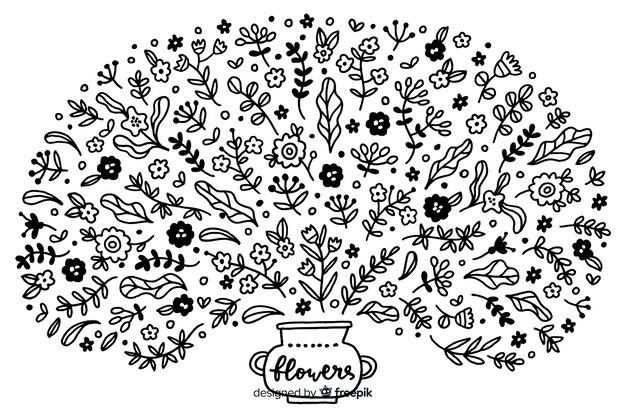 Hand drawn blooming tree ornament 