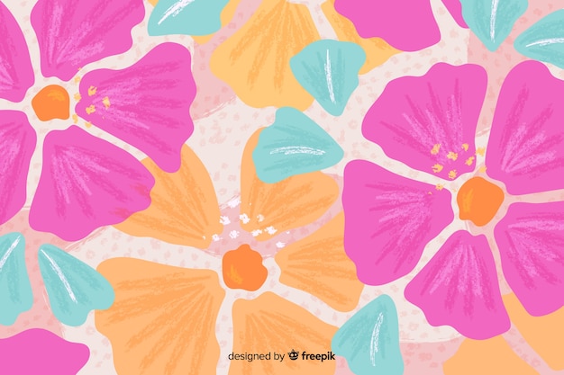 Hand-drawn blossom floral background