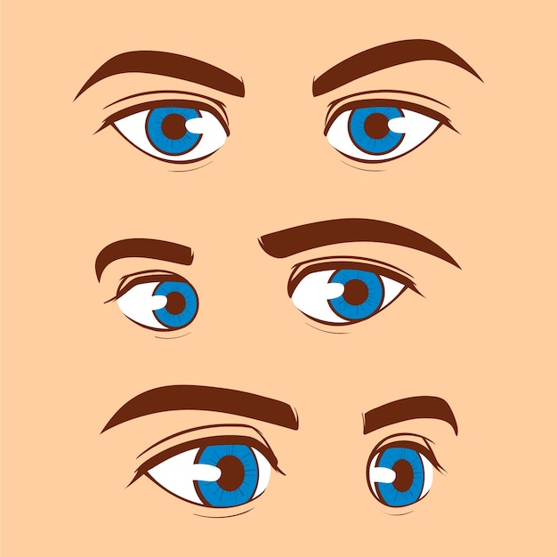 Free Vector hand drawn blue eyes cartoon illustration