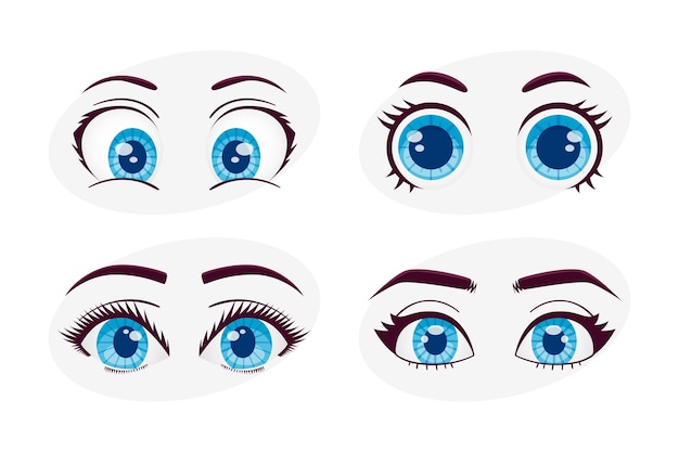 Free Vector hand drawn blue eyes cartoon illustration