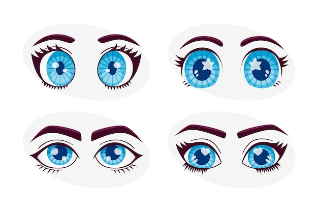 Free Vector hand drawn blue eyes cartoon illustration