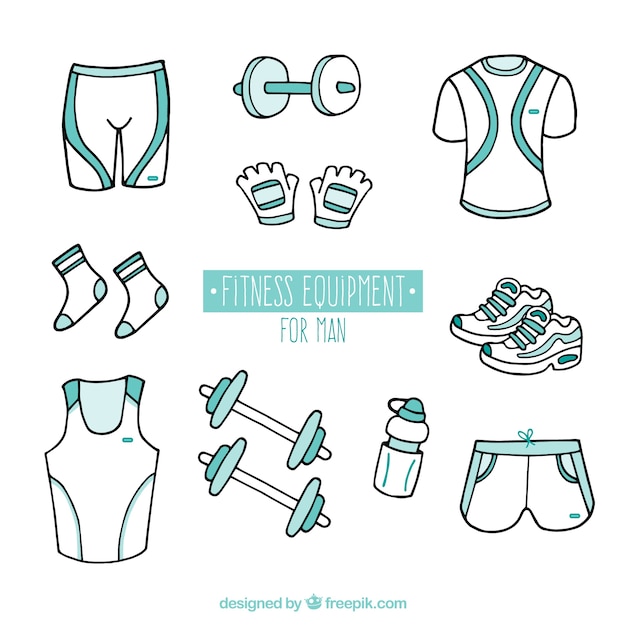 Free Vector hand drawn blue fitness equipment