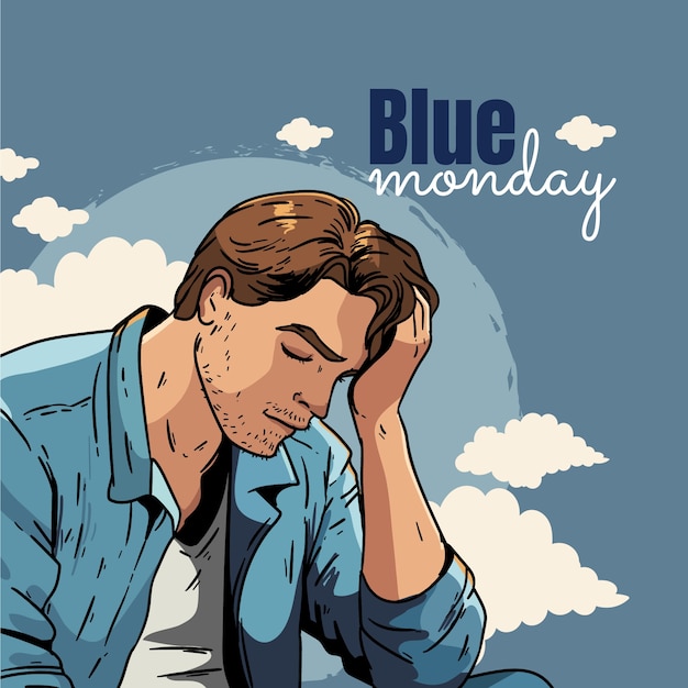 Free Vector hand drawn blue monday illustration