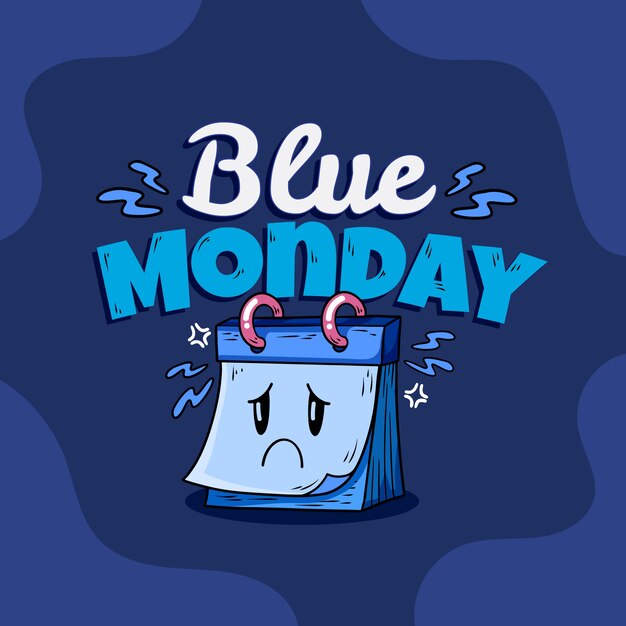 Hand drawn blue monday text illustration