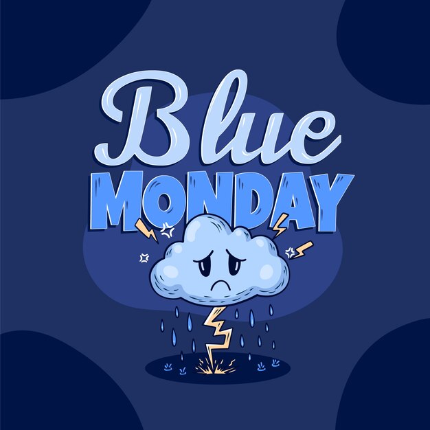 Hand drawn blue monday text illustration