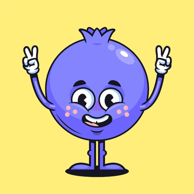 Hand drawn blueberry  cartoon illustration