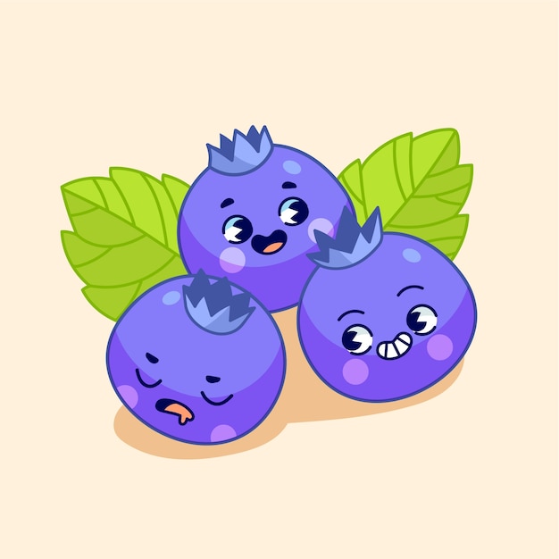 Free Vector hand drawn blueberry  cartoon illustration