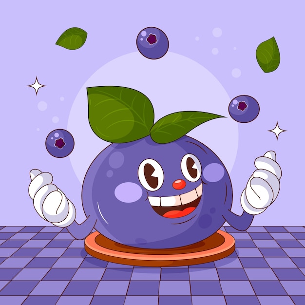 Free Vector hand drawn blueberry  cartoon illustration