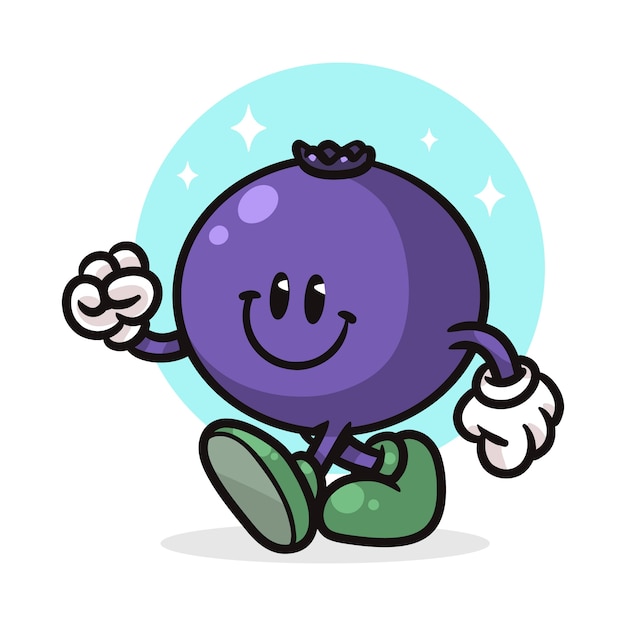 Hand drawn blueberry  cartoon illustration