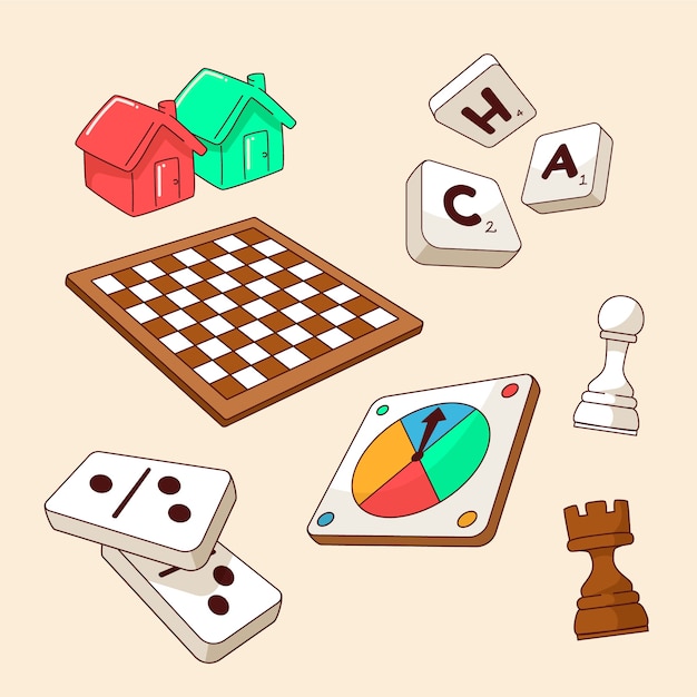 Free Vector hand drawn board games element