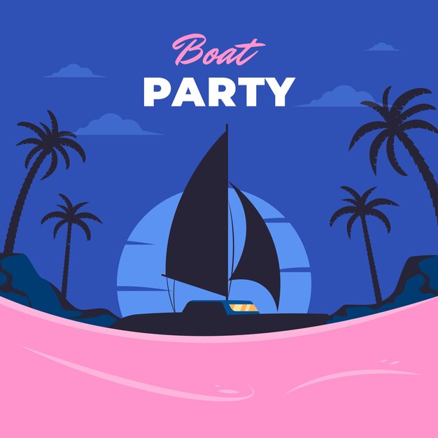 Hand drawn boat party illustration