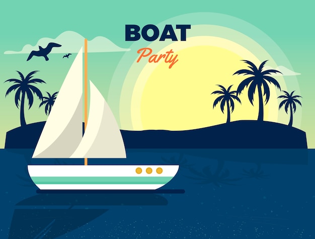 Free vector hand drawn boat party photocall template