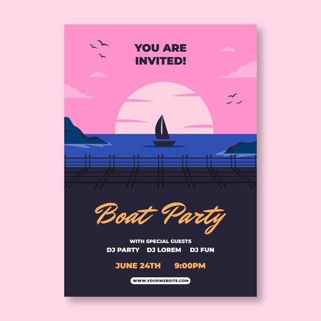 Hand drawn boat party poster