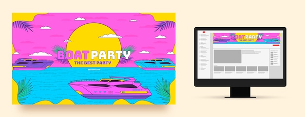 Hand drawn boat party youtube channel art